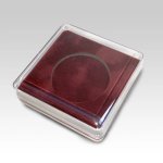 Krabička na medaili s průhledným víčkem červená