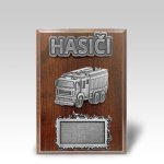 Malá dřevěná plaketa hasičské auto P 17,5x12,5cm