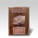 Malá dřevěná plaketa hasičské auto P 17,5x12,5cm