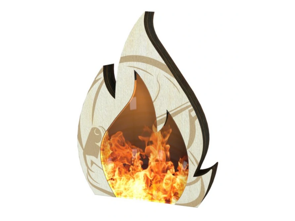 Malá dřevěná plaketa oheň