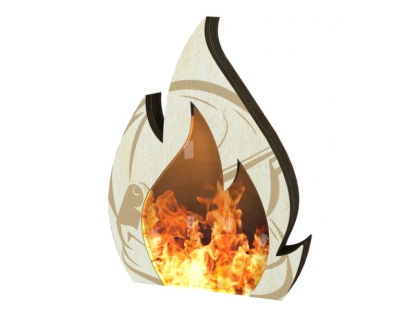 Malá dřevěná plaketa oheň