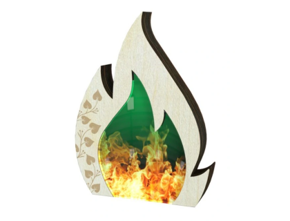 Malá dřevěná plaketa zelený oheň