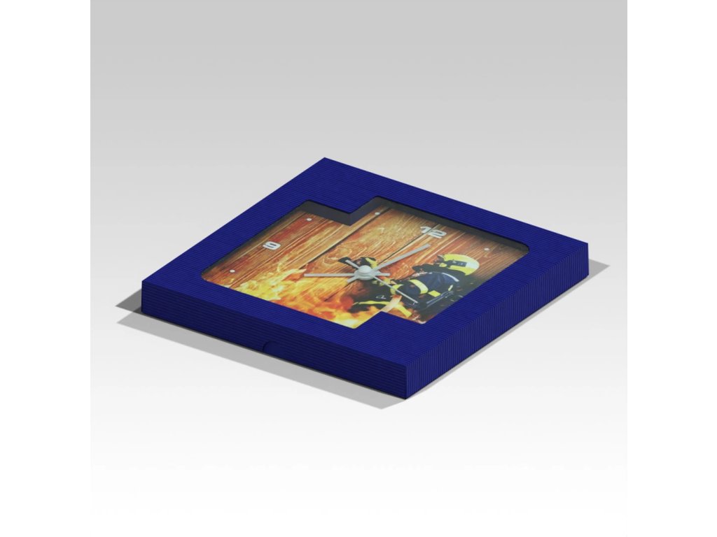 Malé čtvercové hasičské hodiny Zásah