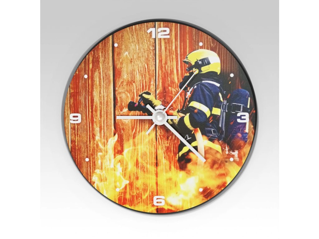 Malé kruhové hasičské hodiny Zásah