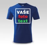 Modré tričko s vlastním potiskem