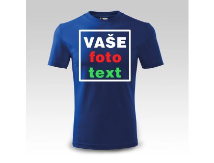 Modré tričko s vlastním potiskem