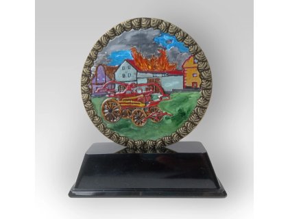 Trofej barvená 13cm hasičská stříkačka