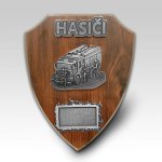 Velká dřevěná plaketa erb hasiči v akci 22,5x18cm