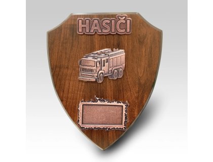 Velká dřevěná plaketa erb auto P 22,5x18cm
