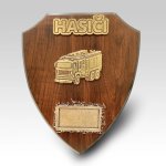 Velká dřevěná plaketa erb auto P 22,5x18cm