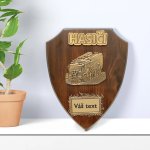 Velká dřevěná plaketa erb hasiči v akci 22,5x18cm