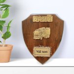 Velká dřevěná plaketa erb auto P 22,5x18cm