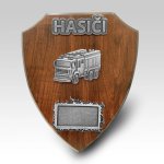 Velká dřevěná plaketa erb auto P 22,5x18cm