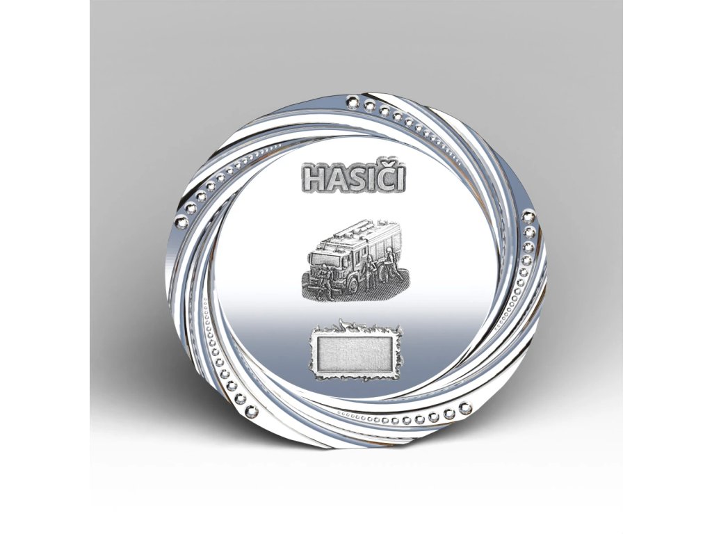 Velký kovový talíř hasiči v akci 30 cm