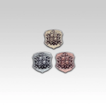 Odznak tvaru erbu s motivem znaku hasičů