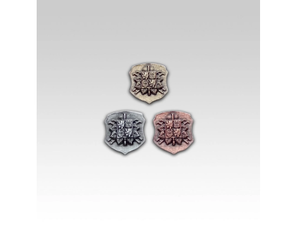 Odznak tvaru erbu s motivem znaku hasičů